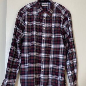 Barbour Men's Casual Plaid Shirt - Red, Green, and White